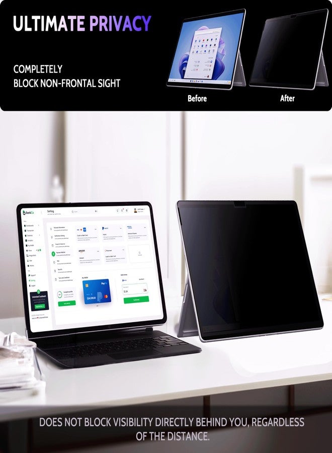 Peslv Privacy Screen for 13 Inch Surface Pro 11/10/9/8/X, MagicSuction™ Removable Anti Spy Black Protector, Glare Blue Light Filter for Microsoft Laptop Computer Monitor - Image 4